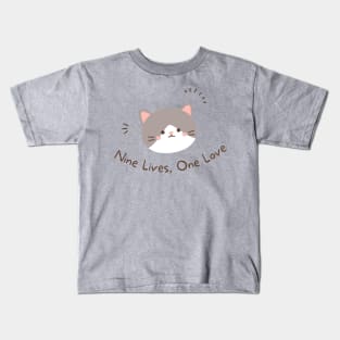 Nine Lives, One Love Cat Kids T-Shirt